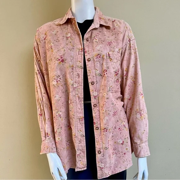 Vintage Corduroy Floral Blouse - Picture 1 of 6